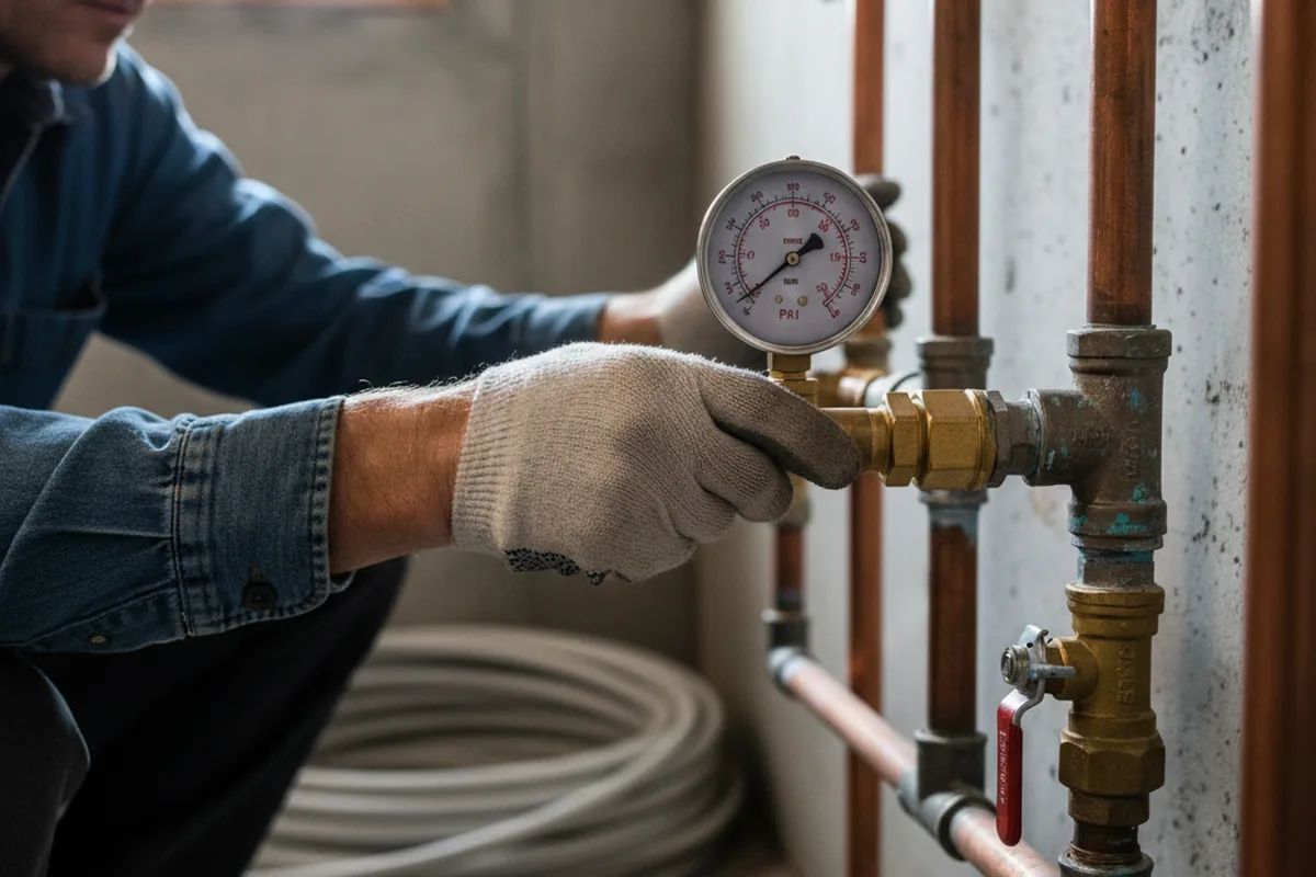Pressure testing a repaired line during Water Line Repair in Mayville